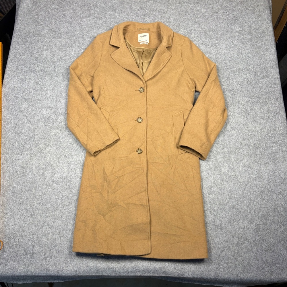 Abercrombie & Fitch The Dad Coat Camel Tan Wool Blend Mid Length Jacket Womens M